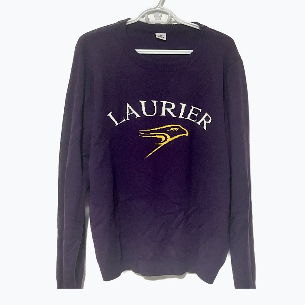 Wilfrid Laurier purple knit crewneck sweater